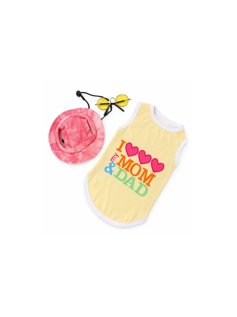 Dog & Cat Mom Dad Shirt Outfit Set | Hat & Sunglasses